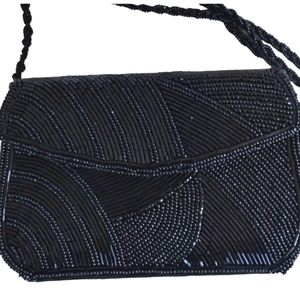 Beaded Crossbody Evening Bag Small Black Made in India